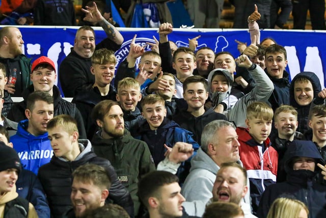 Hartlepool United fans take their place ahead of their semi-final clash with Rotherham United. Picture by Martin Swinney.