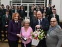 Lunchtime supervisor Audrey Roberts says goodbye to pupils and Makerfield MP Yvonne Fovargue, headteacher Mark Dumican and chairman of governors Steve Westhead
