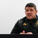 Matt Peet talks to the press following the 40-0 pre-season win over Hull