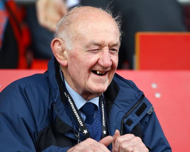Legendary rugby league commentator Ray French in the press box in 2013