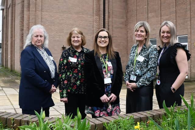 From left, Chair of Governors Christine Slonker, Coun Jenny Bullen, SEND service lead Kellie Williams, Assistant director education Cathy Pealing and head of college Nicola Holland