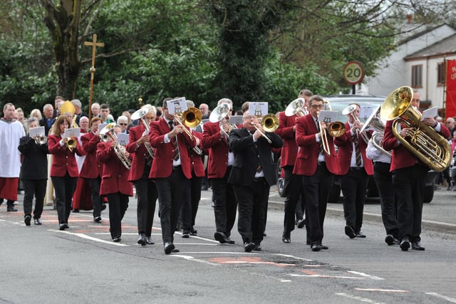 A procession through Golborne to mark the 45th Anniversary of the Golborne Mining Disaster.