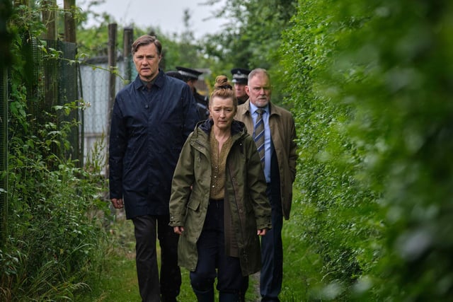 Scenes for the hit BBC series Sherwood were shot around Astley Green Colliery. Pictured are David Morrissey, Lesley Manville and Robert Glenister