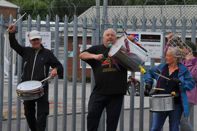 Workers from Pemberton Park and Leisure Homes LTD, Woodhouse Lane, Wigan, on the second day of strike action.