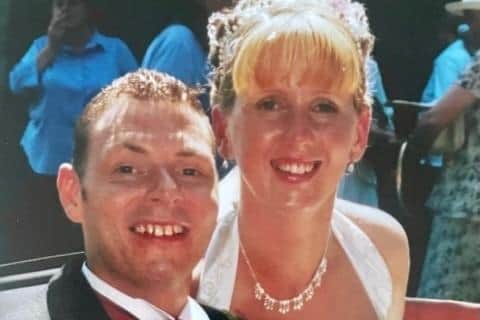 Kevin and Louise Jones on their wedding day