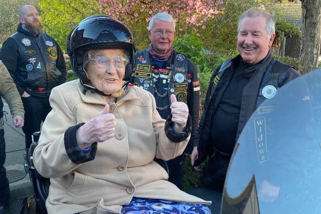 Barbara giving the Motorcade the thumbs-up