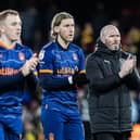 Blackpool's manager Michael Appleton (2nd right) applauds his side's travelling supporters at the end of the match 

The EFL Sky Bet Championship - Watford v Blackpool - Saturday 14th January 2023 - Vicarage Road - Watford