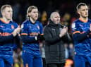 Blackpool's manager Michael Appleton (2nd right) applauds his side's travelling supporters at the end of the match 

The EFL Sky Bet Championship - Watford v Blackpool - Saturday 14th January 2023 - Vicarage Road - Watford