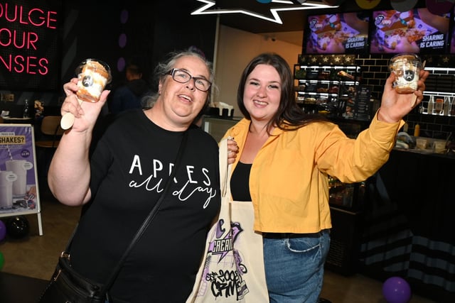 From left, Alison Charles and Lauren Lundy were excited to try the sweet treats on offer.