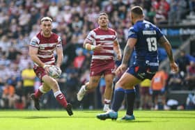 Harry Smith in action against Hull KR during the Super League semi-final at the DW Stadium