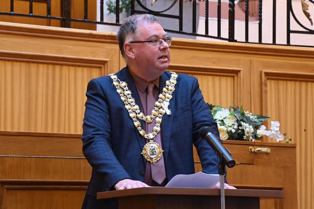 Mayor of Wigan Coun Kevin Anderson speaks at the event