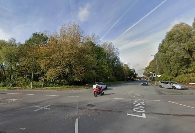 Atherleigh Way and Lovers Lane junction, where a collision between a police car and a Smart car happened at around 6am