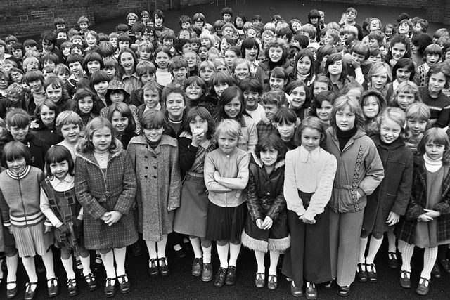 Pupils at Evans County Junior School, Ashton, in October 1976.