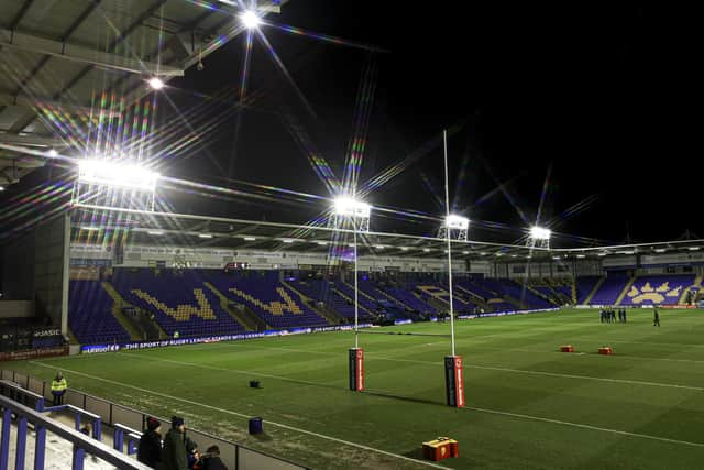 Wigan Warriors take on Warrington Wolves at the Halliwell Jones Stadium