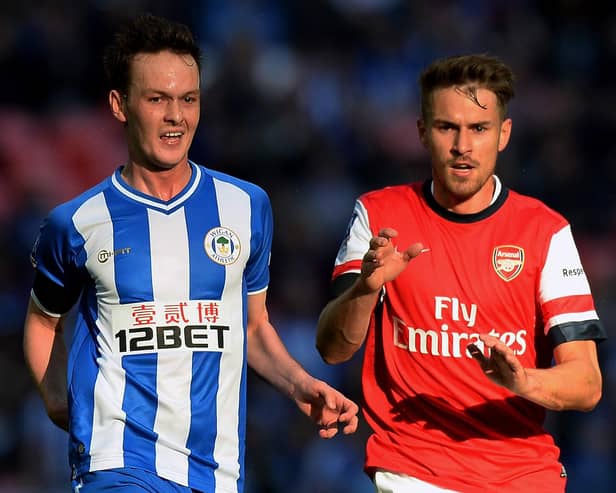 Josh McEachran in action for Latics against Arsenal in the 2014 FA Cup semi-final