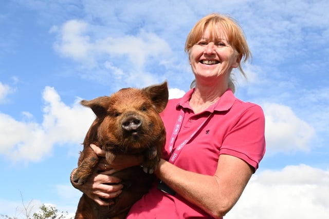 Jill Kennedy with some of the animals on site.