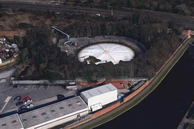 An aerial shot of the gas holder which will soon be no more