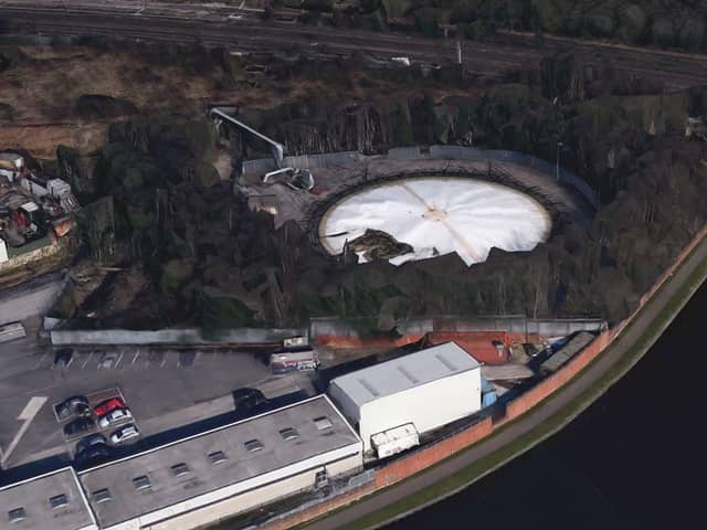 An aerial shot of the gas holder which will soon be no more