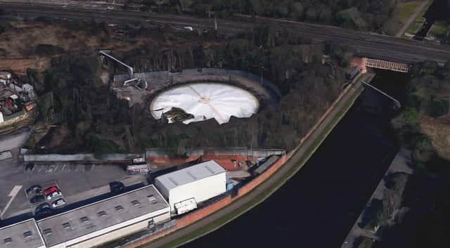 An aerial shot of the gas holder which will soon be no more