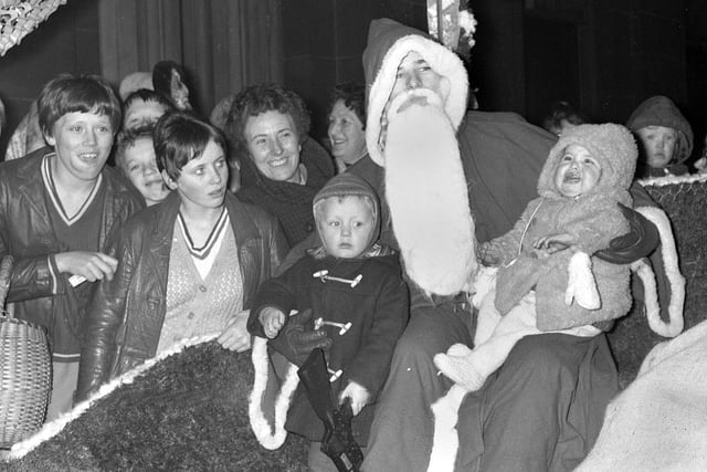 Father Christmas on his sleigh at Wigan Town Hall in 1968.