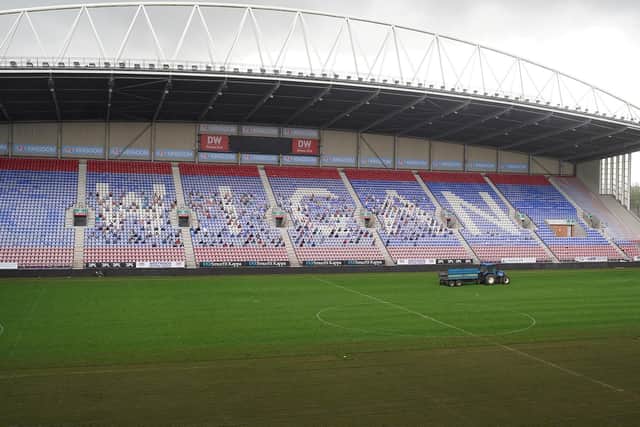 Annual pitch maintenance taking place at the DW Stadium