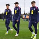 Luke Chambers (centre) has been away on international duty this week with England Under-20s