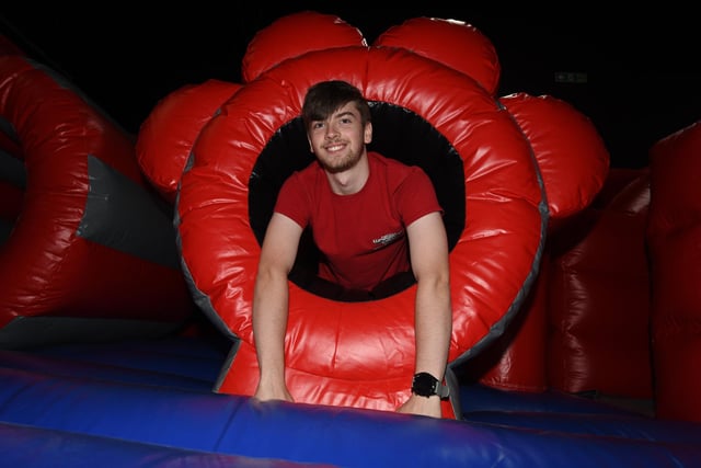 Matthew Fisher at  Ninja Warrior Wigan relaunch with a new Air Park.