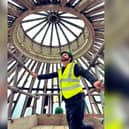 The historic glass cupola at Wigan's Haigh Hall undergoing restoration