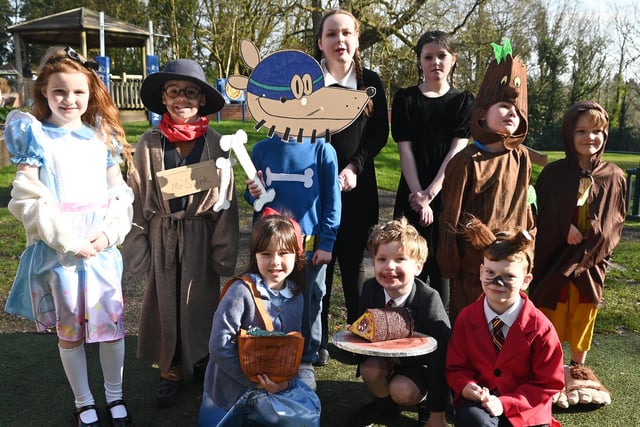 Pupils from Woodfield Primary School, Wigan, dress up for World Book Day.
