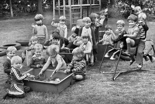 Playtime for nursery children at Beech Hill Primary School in June 1977.