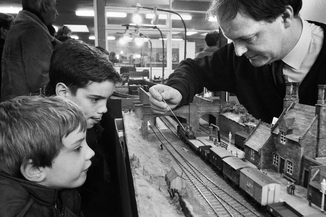 Enthusiasts of all ages enjoy Wigan Model Railway exhibition at Wigan College on Sunday 9th of December 1990.