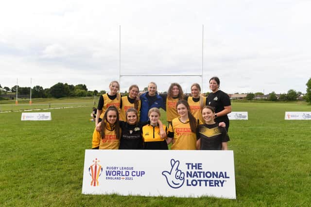 Jodie Cunningham took part in a training session at Ashton Bears (Photo by Nathan Stirk/Getty Images for The National Lottery)
