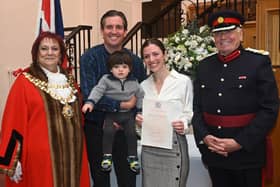 The High Sheriff of Greater Manchester Martin Ainscough and the Mayor of Wigan Coun Debbie Parkinson welcomed new British Citizens, presented certificates and posed for photos at the monthly Wigan British Citizenship ceremony at Wigan Town Hall.