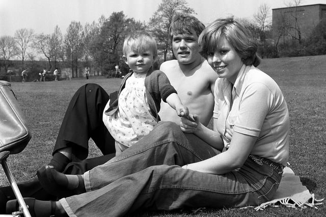 RETRO 1978  - A family enjoy a sunny May day in Mesnes Park, Wigan.