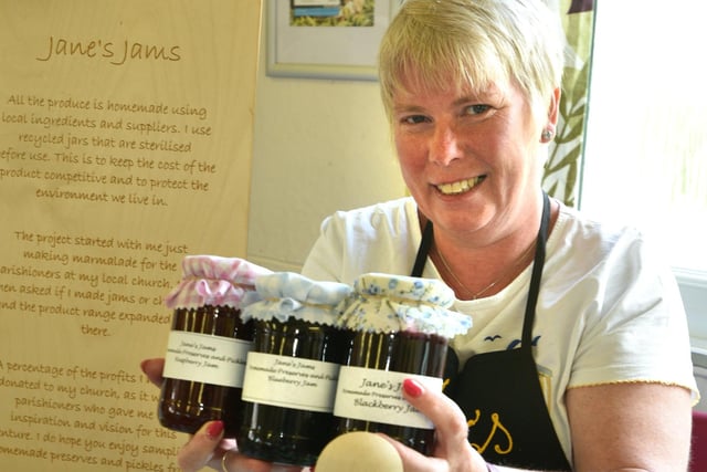 Jane Longworth sells her preserves on her 'Jane's Jam'  stall  at the Bispham Methodist Church Artisan Market, Orrell.