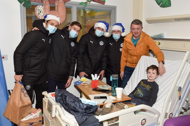 Thelo Aasgaard, Callum Lang, Jamie Jones and Mal Brannigan meet one of the patients