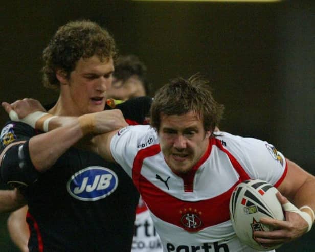 Bryn Hargreaves in action for St Helens against his hometown club Wigan