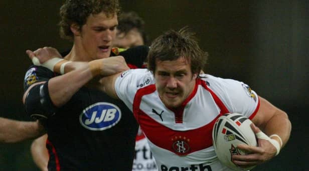 Bryn Hargreaves in action for St Helens against his hometown club Wigan