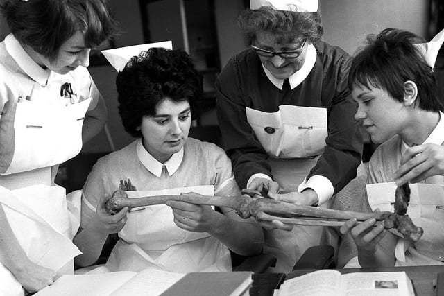Nursing students at Wigan Infirmary during March 1970.