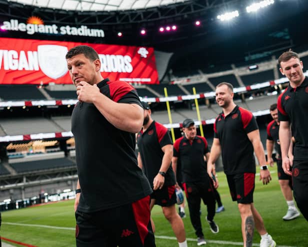 Matt Peet and his Wigan players assess the scene in Las Vegas