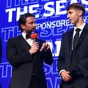 Sam Tickle appears on stage in London to collect his award for being named in the League One 'Team of the Season'