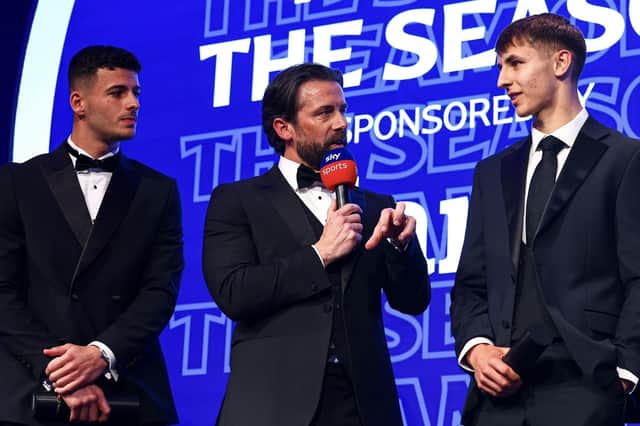 Sam Tickle appears on stage in London to collect his award for being named in the League One 'Team of the Season'