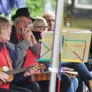 WIGAN - 23-07-22  A variety of musicians and ukulele groups took part in the Ukraineulele, a ten-hour marathon to raise funds for the Ukraine charity appeal, held at Coffee Etc, Parbold.