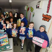 The school council with some of the donations