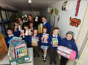 The school council with some of the donations