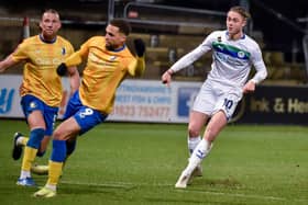 Thelo Aasgaard wheels away after scoring Latics' second goal at Mansfield in midweek