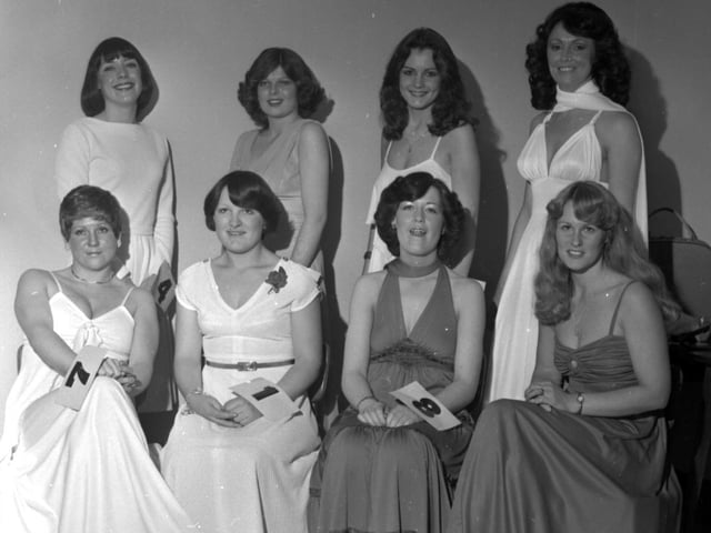 Wigan's Miss Queen of Clubs finalists line up for the camera in 1976