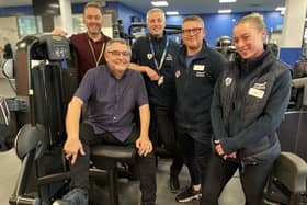 Coun Chris Ready (seated) with, left to right: Be Well’s health and fitness development manager Paul Just, Wigan Life Centre assistant manager Rob Parkinson and instructors Alan Miller and Heather McAllister who have both completed a Level 3 Diploma in Exercise Referral with HFE