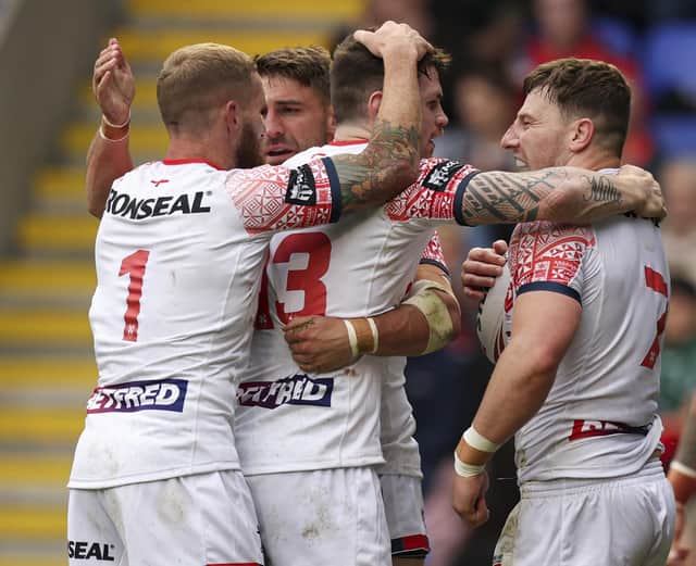 England celebrate George Williams' try