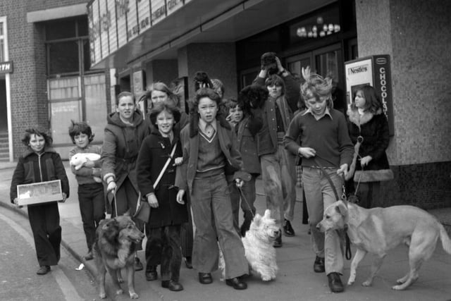 Retro 1975 - Wigan Cinema ABC club members with their pets on Saturday morning ready for the judging